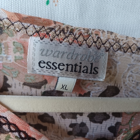 Sheer Floral Long Sleeve Top - Brown and Cream - Picture 3 of 3